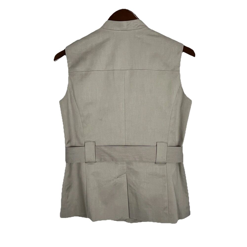 Worthington Women Beige Utility Vest Belted Safari Sleeveless Jacket S - Picture 3 of 16